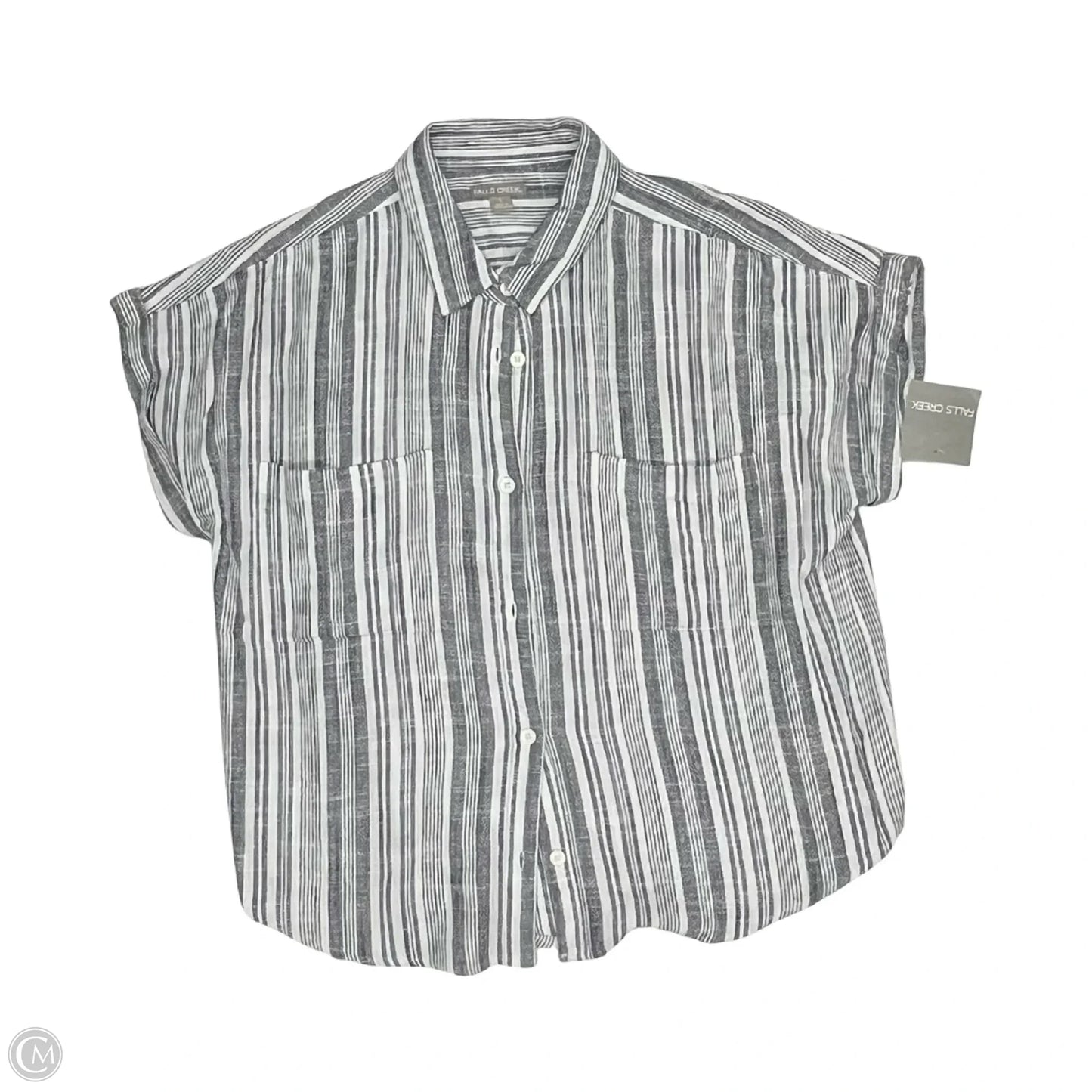 Top Short Sleeve By Falls Creek In Blue & White, Size: L