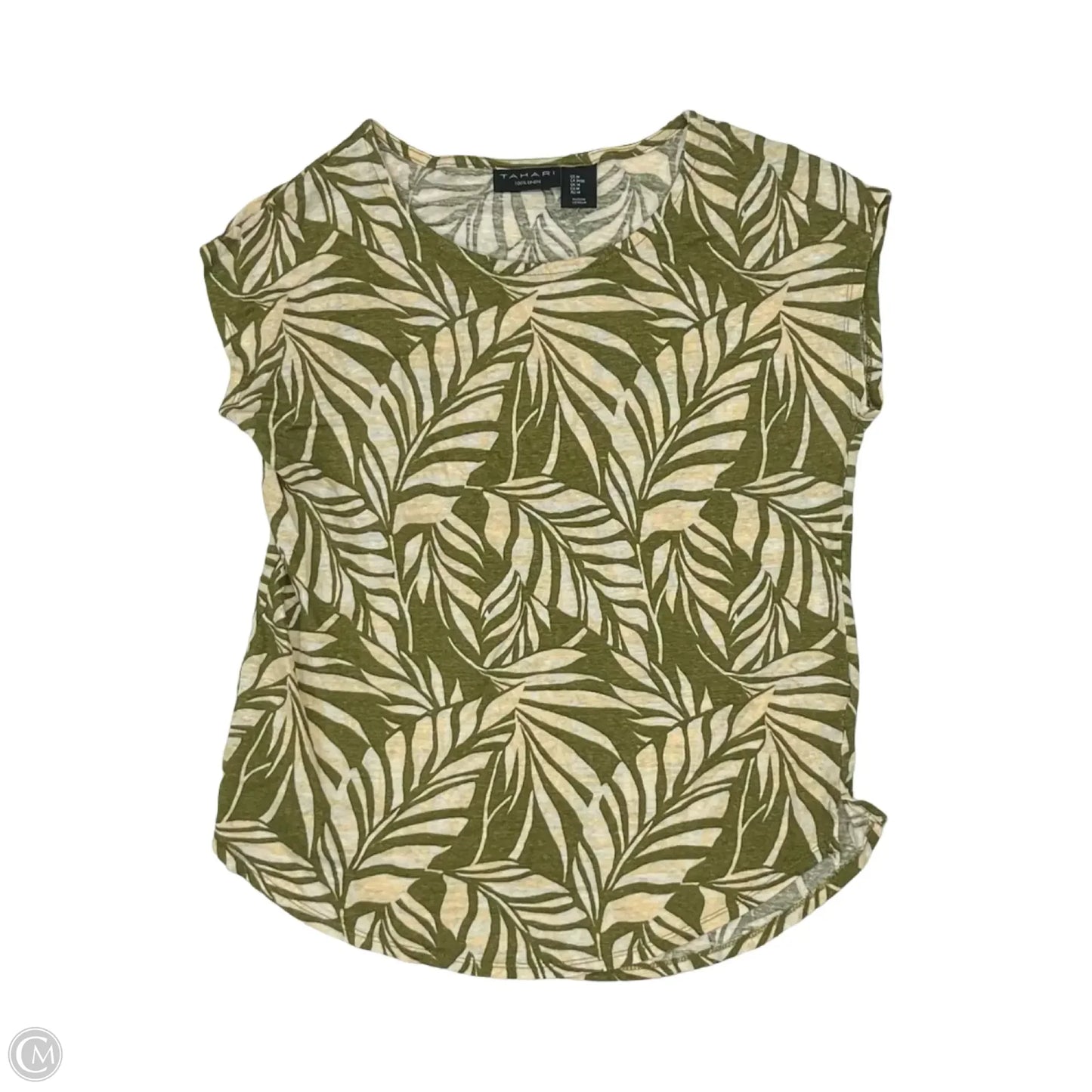 Top Short Sleeve By Tahari In Green & Orange, Size: M