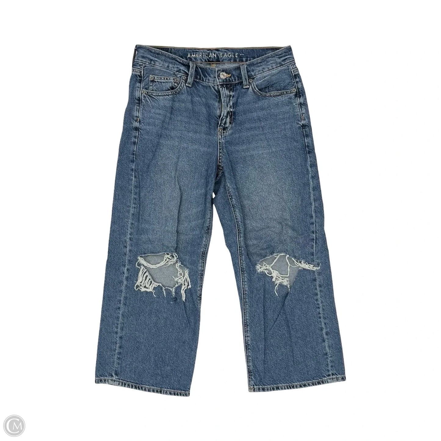 Jeans Cropped By American Eagle In Blue Denim, Size: 4