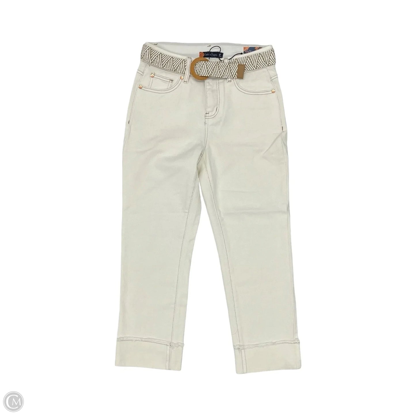 Jeans Cropped By Clothes Mentor In Cream Denim, Size: 8
