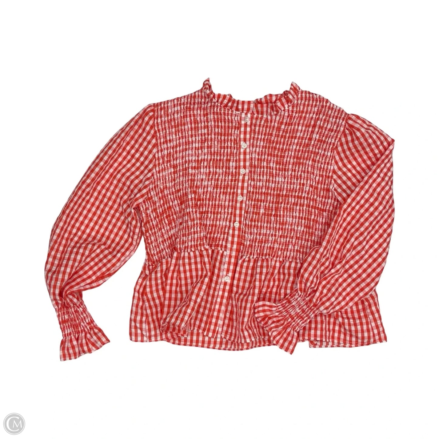 Blouse Long Sleeve By Cmf In Red & White, Size: Xl