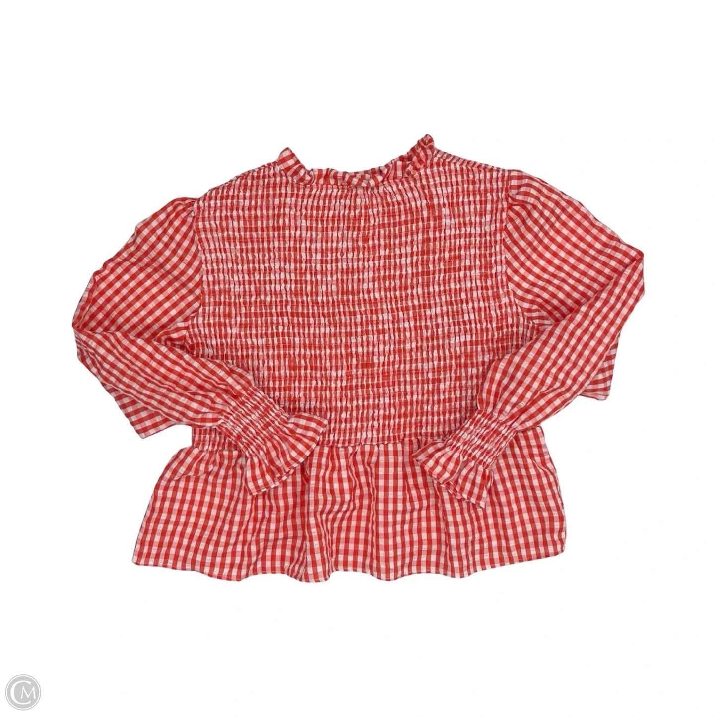 Blouse Long Sleeve By Cmf In Red & White, Size: Xl