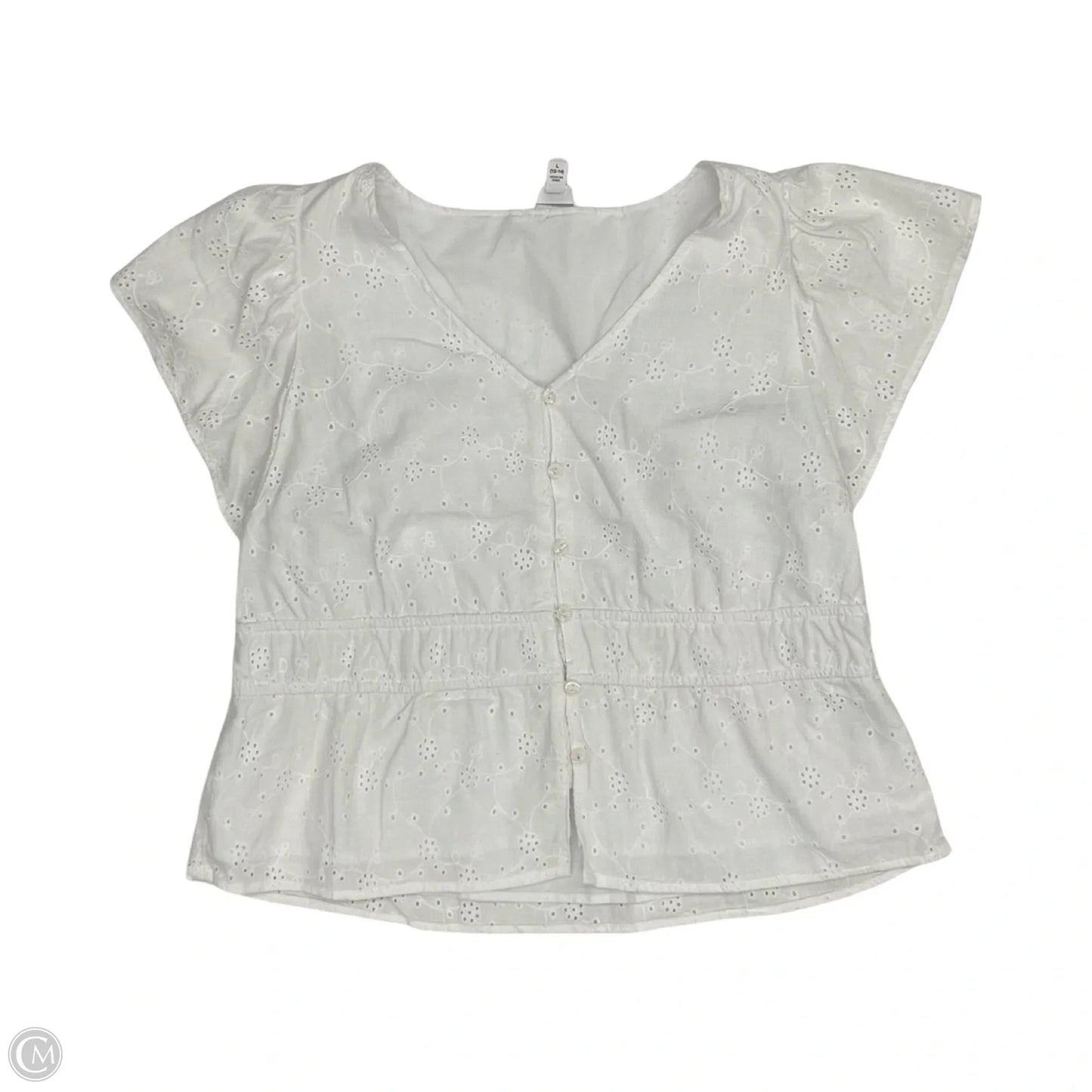 Blouse Short Sleeve By Time And Tru In White, Size: L