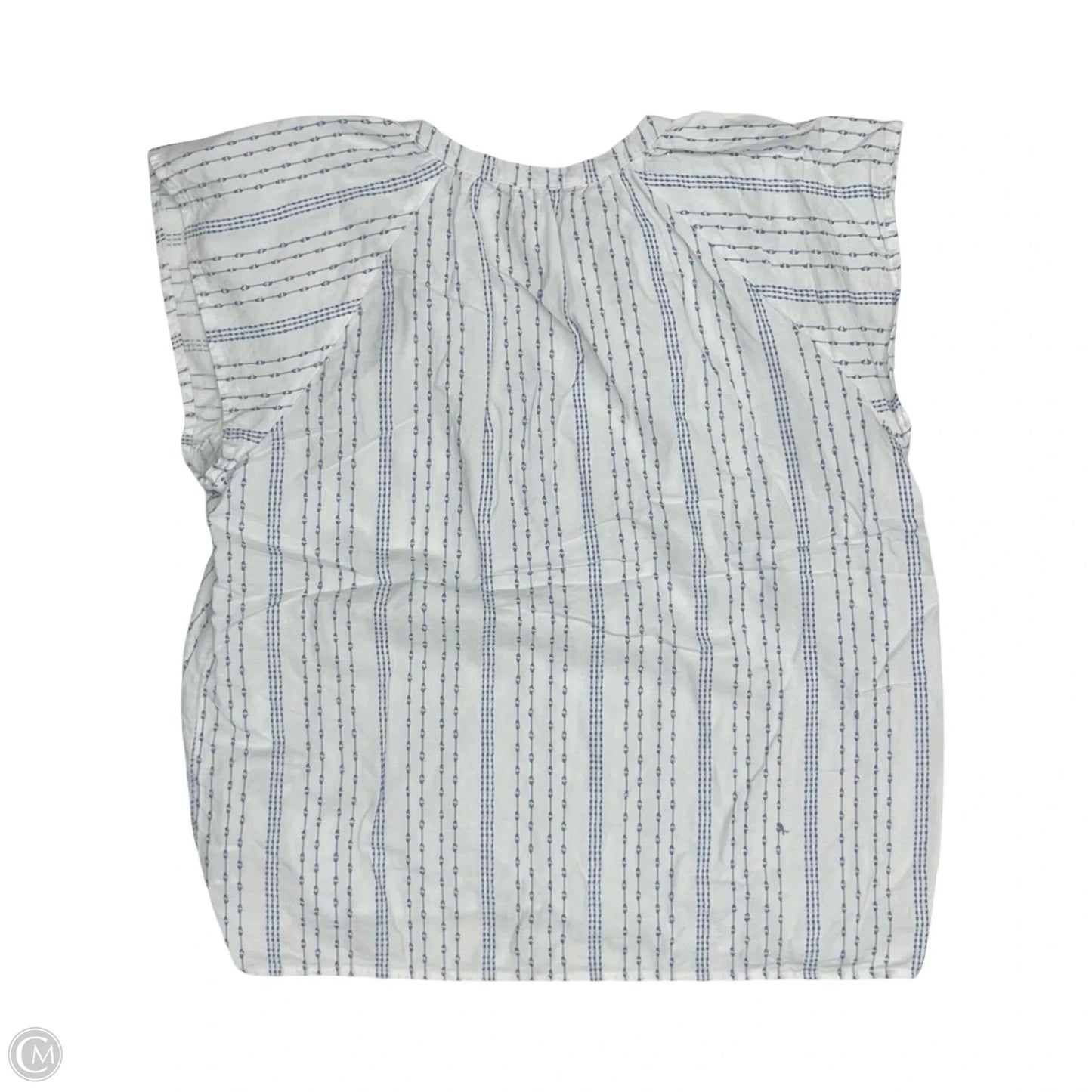 Blouse Short Sleeve By Time And Tru In Blue & White, Size: L