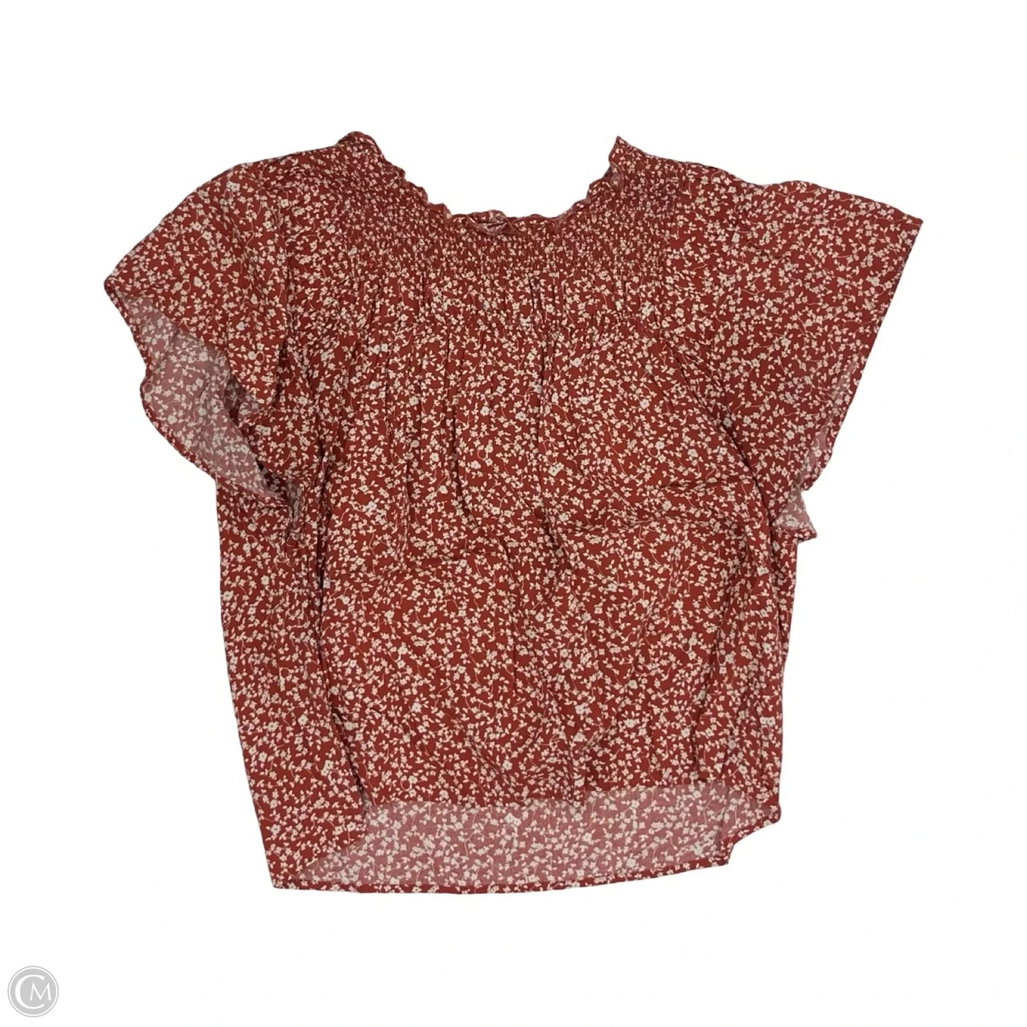 Blouse Short Sleeve By Old Navy In Orange & White, Size: L