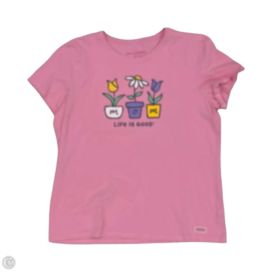 Top Short Sleeve By Life Is Good In Pink, Size: Xl