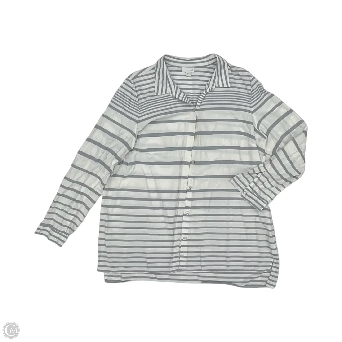 Top Long Sleeve By J. Jill In Blue & White, Size: L