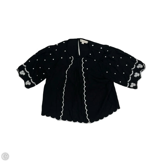Blouse Short Sleeve By Loft In Black & Cream, Size: M