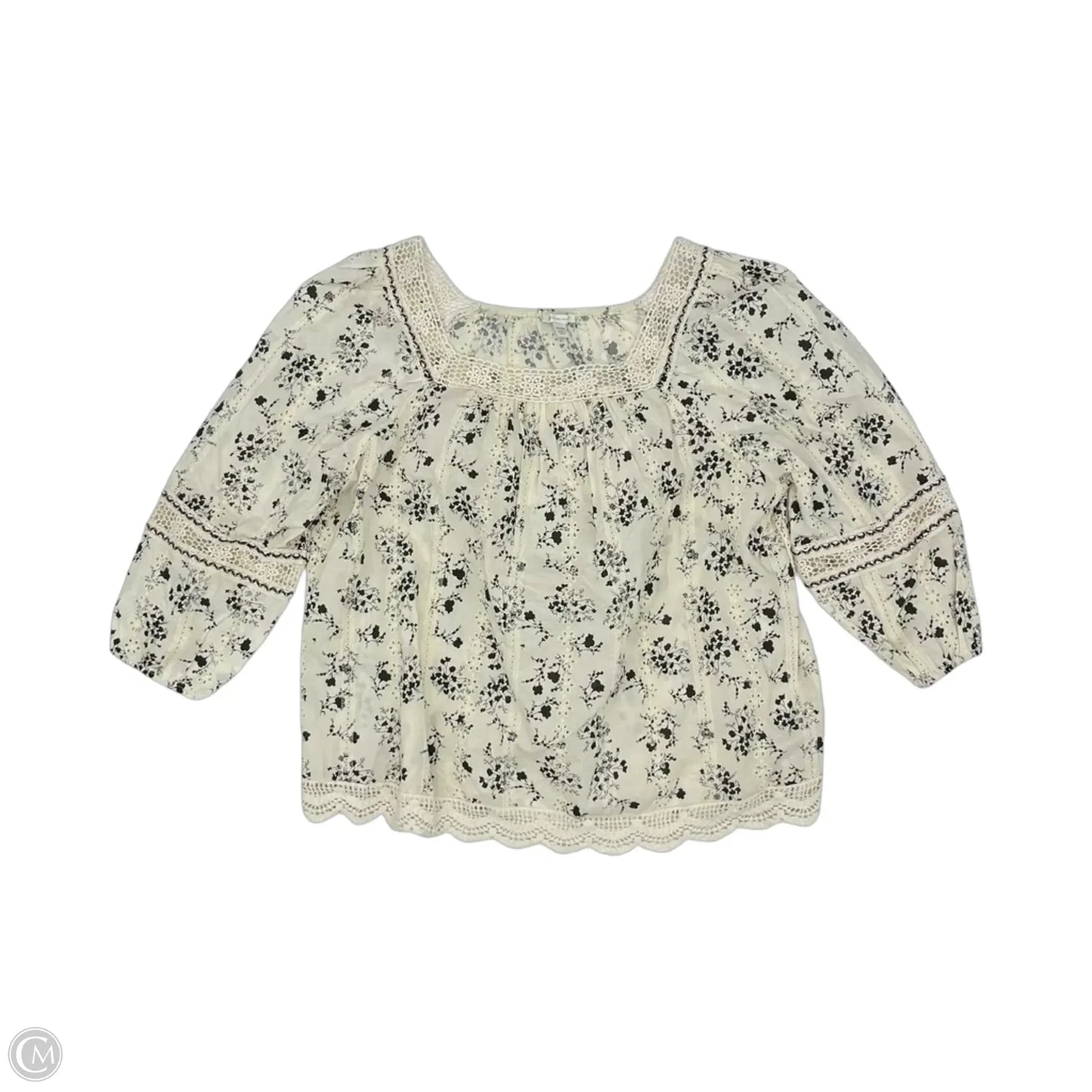 Blouse Long Sleeve By Cato In Black & Cream, Size: 1x