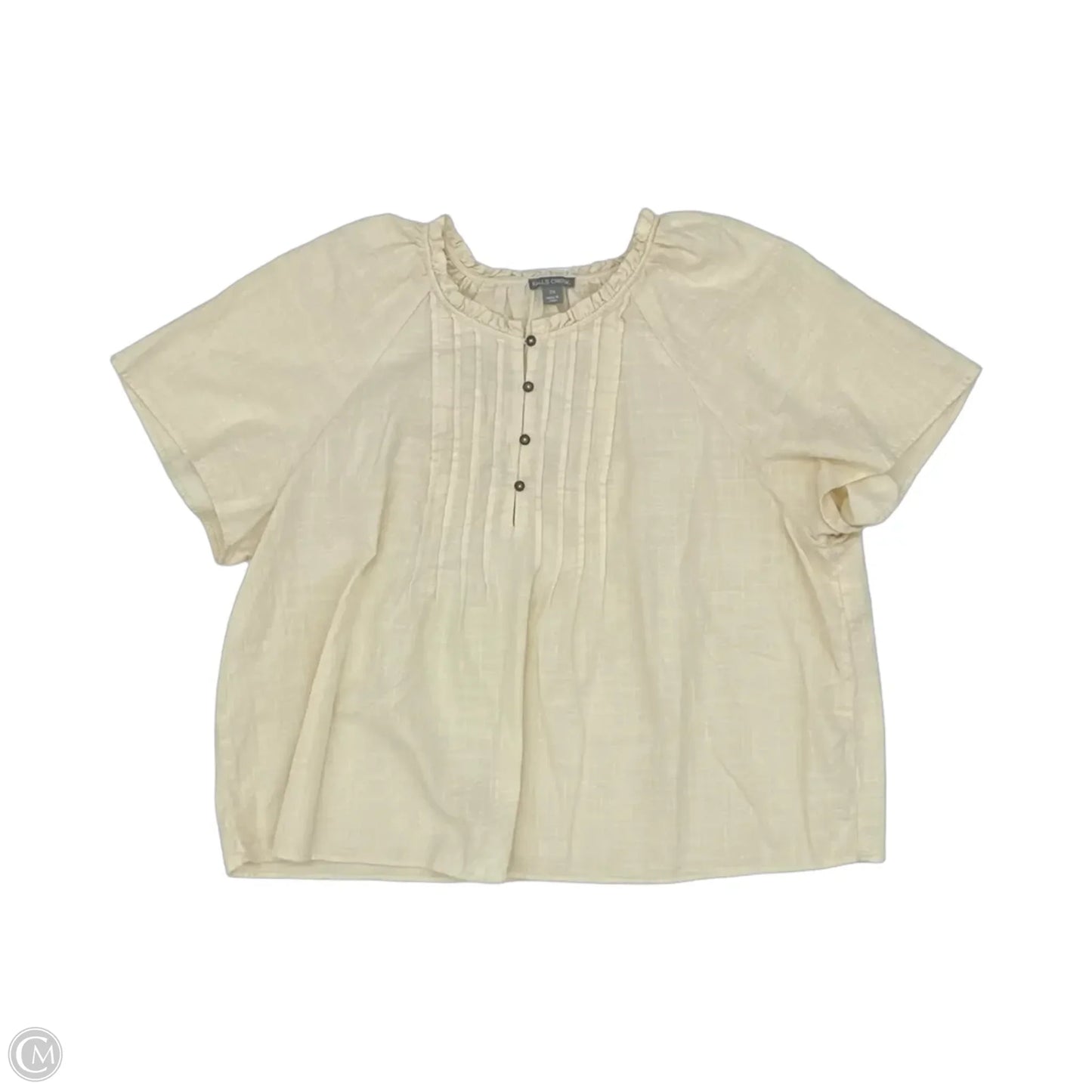 Blouse Short Sleeve By Falls Creek In Cream, Size: 2x