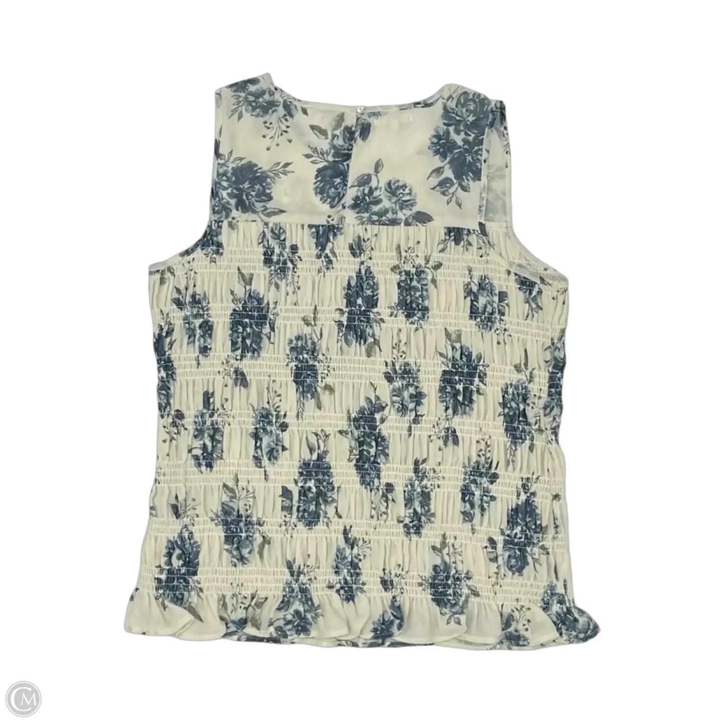 Blouse Sleeveless By Maurices In Blue & Cream, Size: Xxl