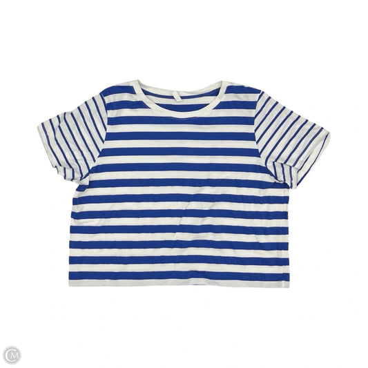 Top Short Sleeve By Wishlist In Blue & White, Size: L