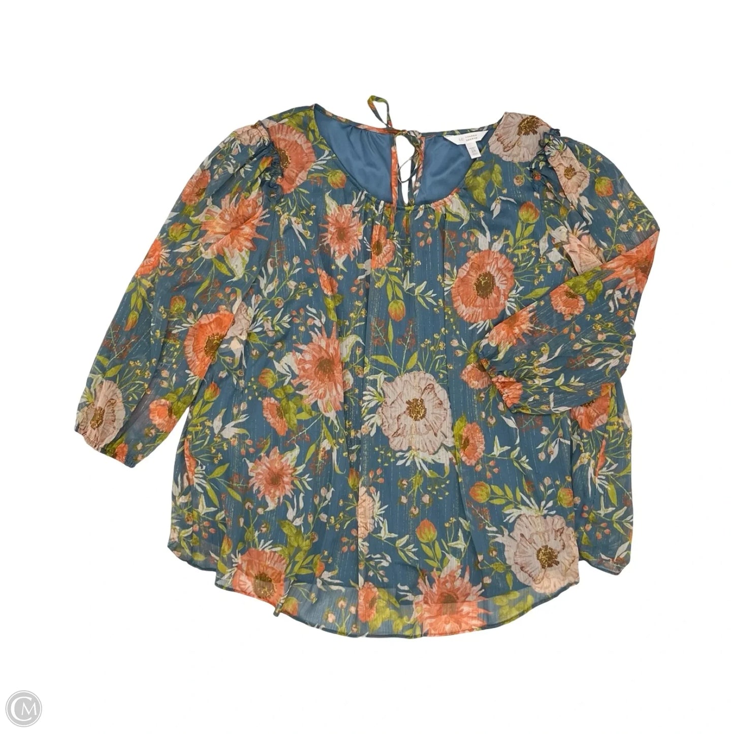 Blouse 3/4 Sleeve By Lc Lauren Conrad In Floral Print, Size: 2x