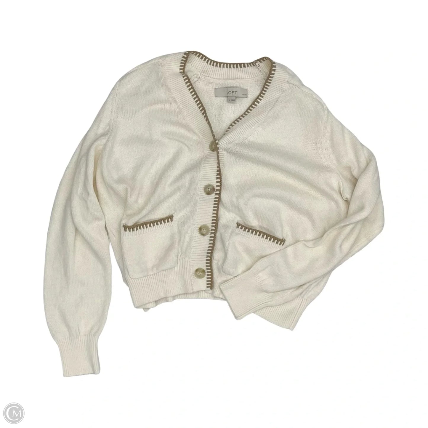 Sweater Cardigan By Loft In Cream, Size: Sp