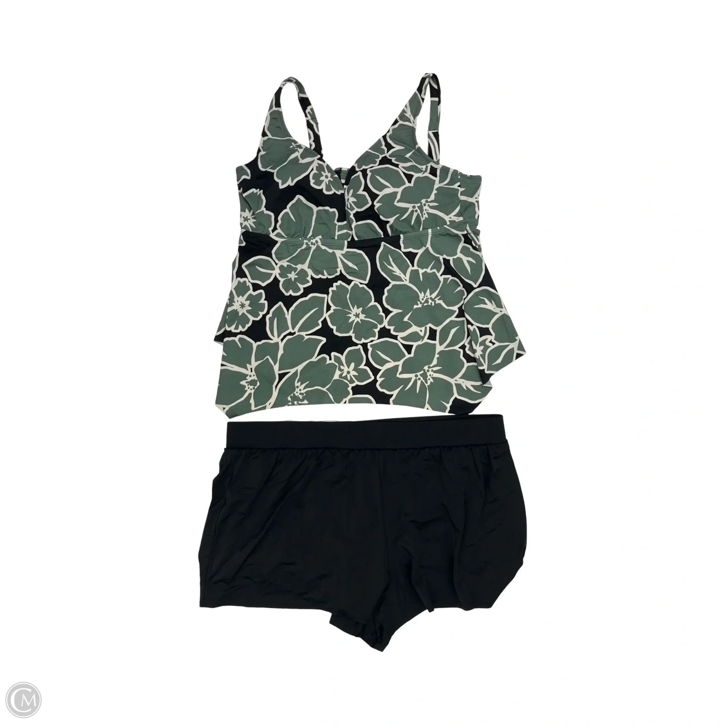 Swimsuit 2pc By Evri In Black & Green, Size: 2x