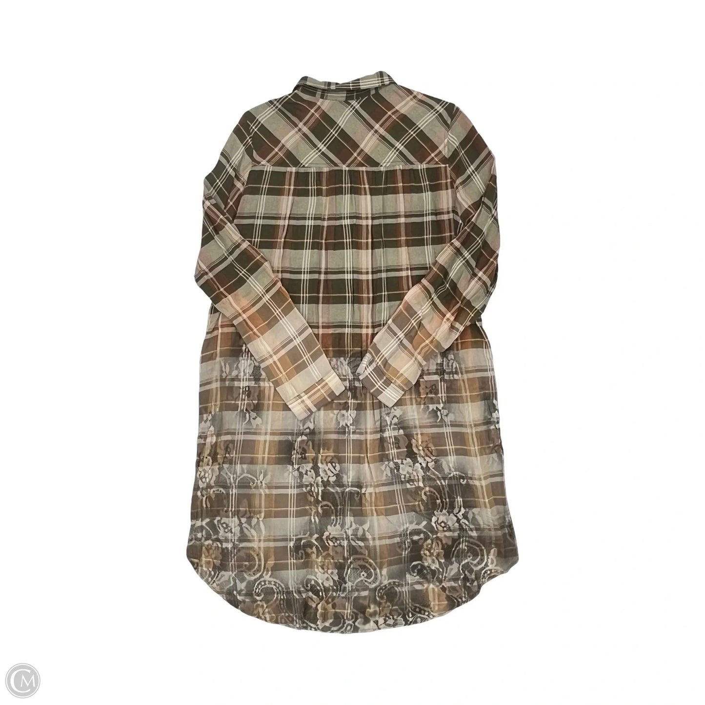 Tunic Long Sleeve By Oddi In Brown & Green, Size: S