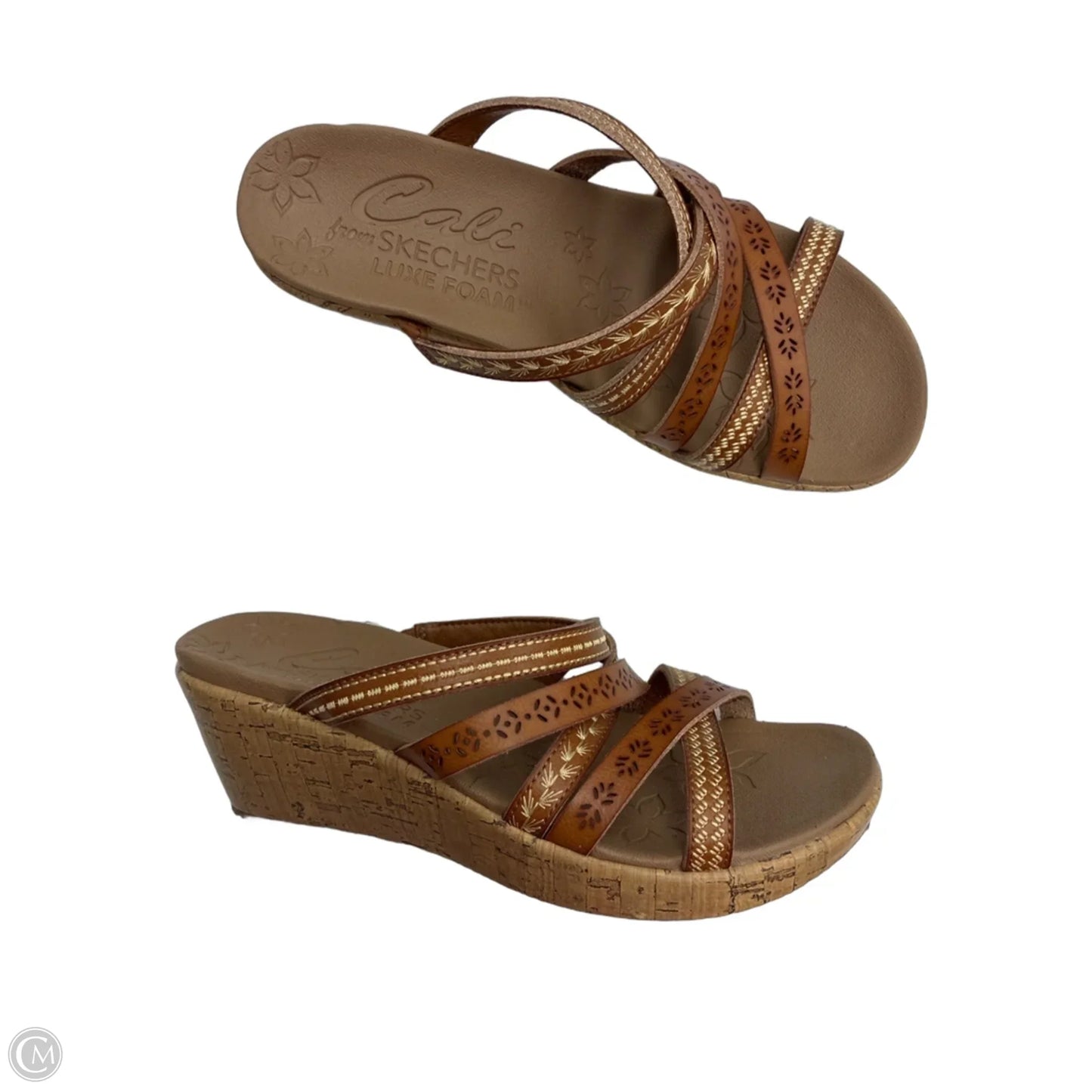 Sandals Heels Wedge By Skechers In Brown, Size: 9