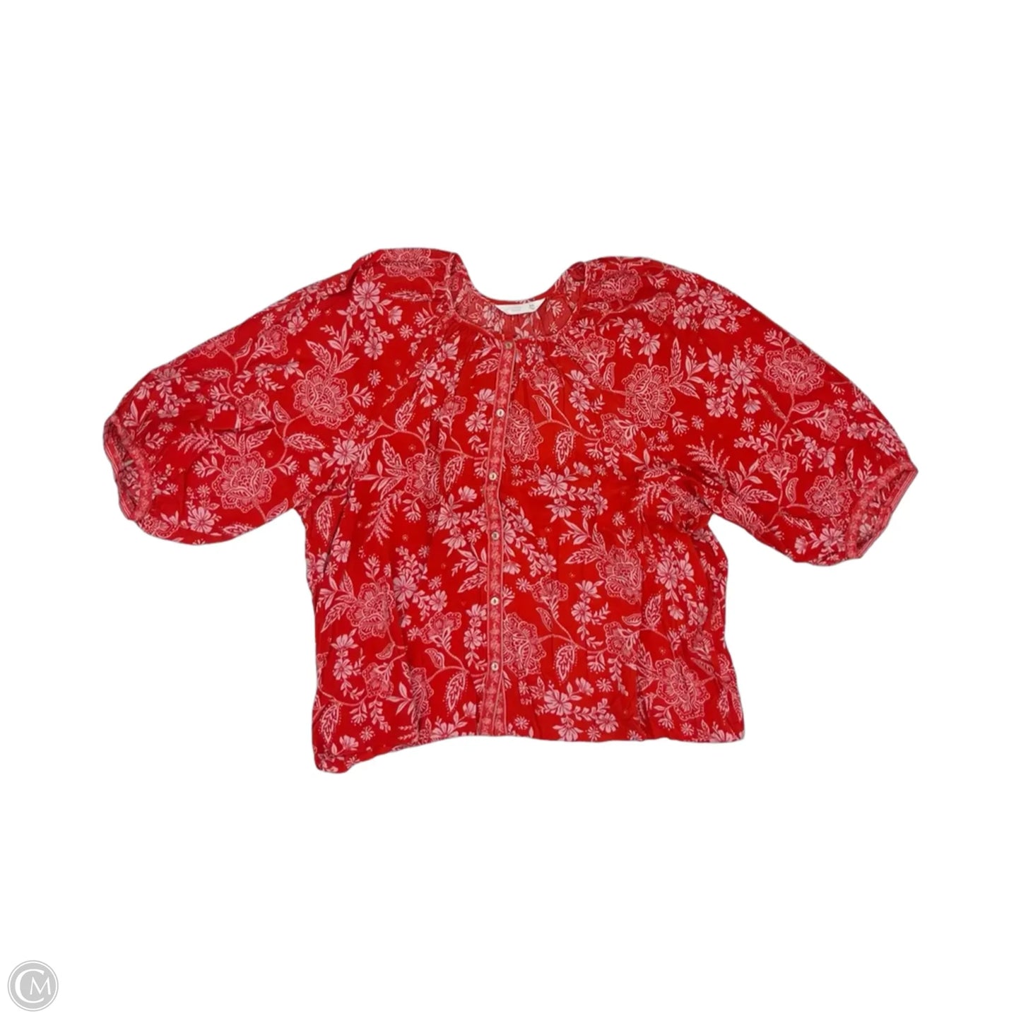 Blouse 3/4 Sleeve By Lc Lauren Conrad In Red & White, Size: Xxl