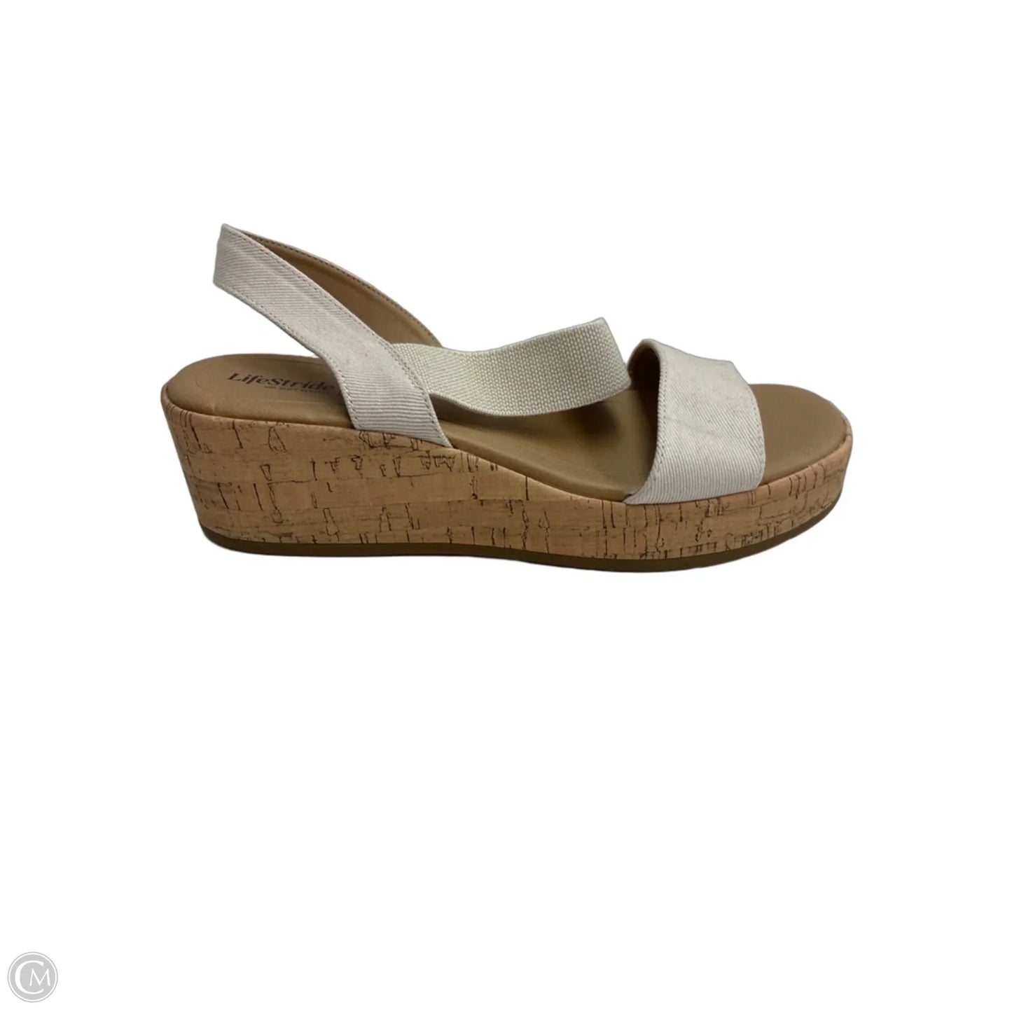 Sandals Heels Wedge By Life Stride In Cream, Size: 9.5