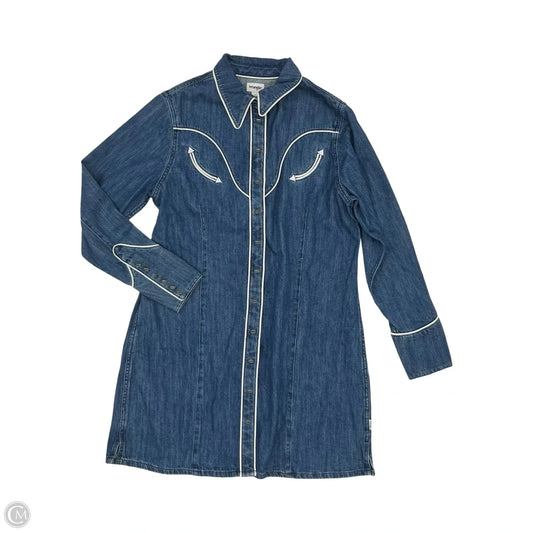 Dress Casual Midi By Wrangler In Blue Denim, Size: L
