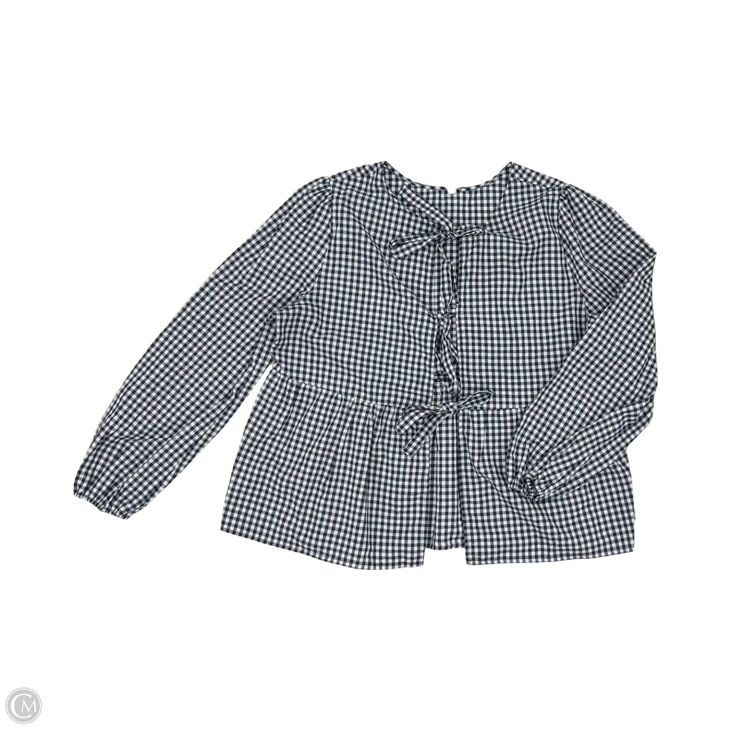 Blouse Long Sleeve By Clothes Mentor In Blue & White, Size: M