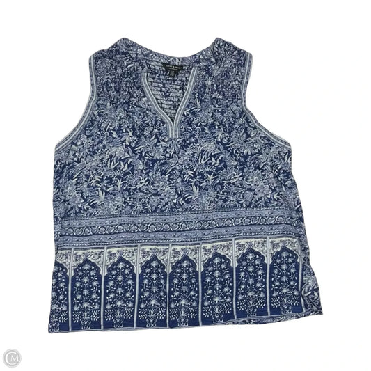 Top Sleeveless By Lucky Brand In Blue & White, Size: L