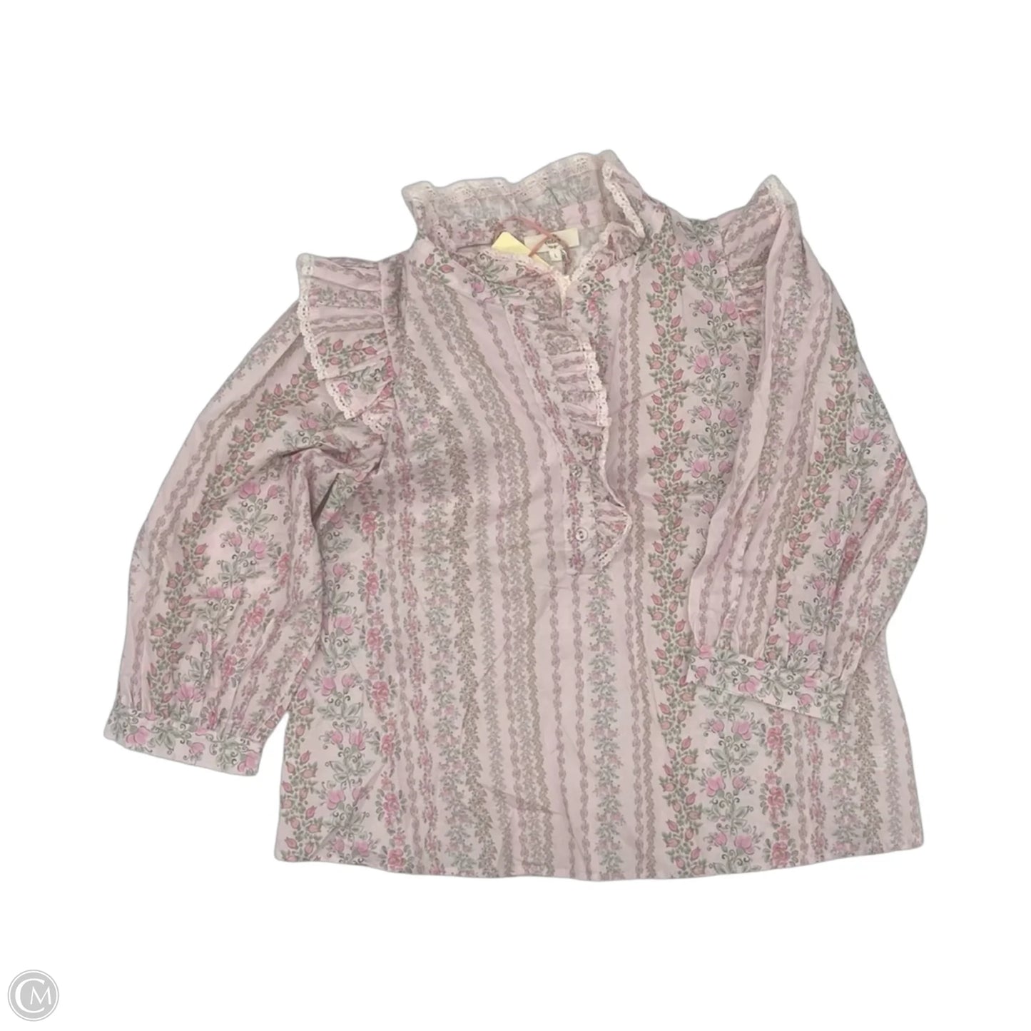 Blouse Long Sleeve By Entro In Floral Print, Size: L