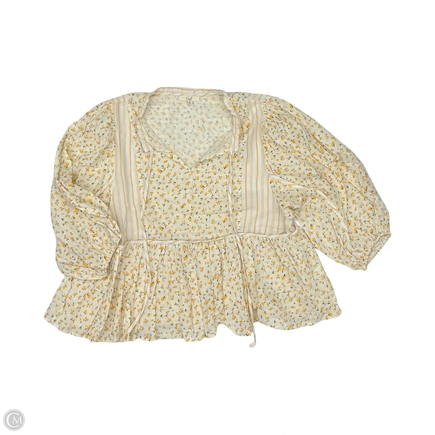 Blouse Long Sleeve By Easel In Yellow, Size: M