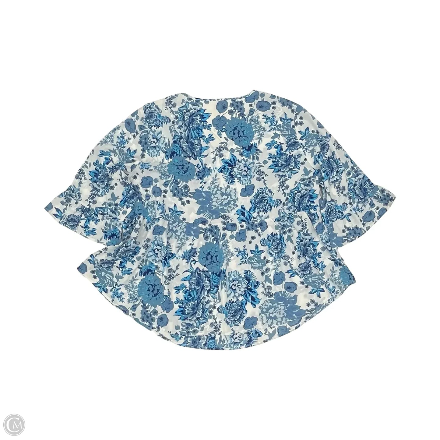Blouse Long Sleeve By Agnes Orinda In Blue & White, Size: 4x