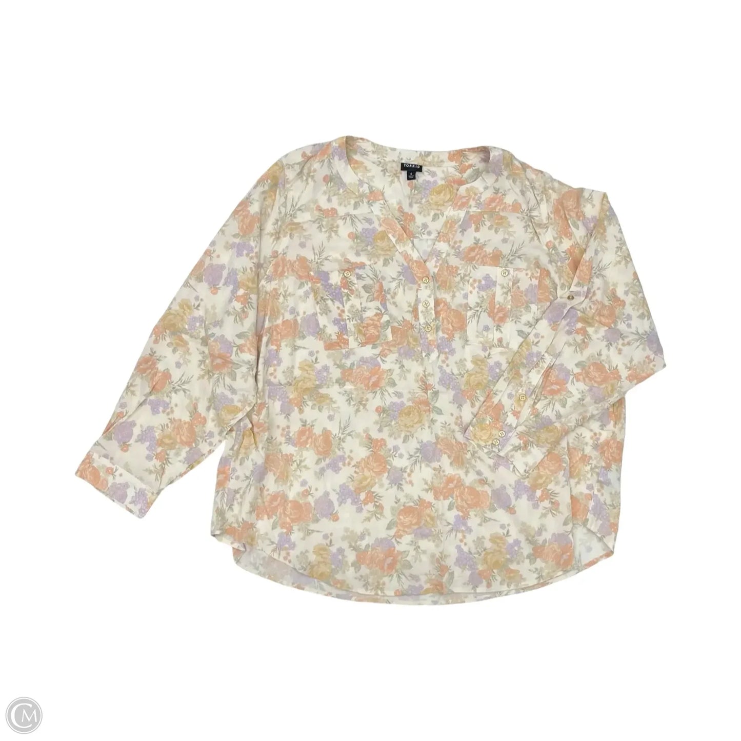 Blouse Long Sleeve By Torrid In Floral Print, Size: 4x