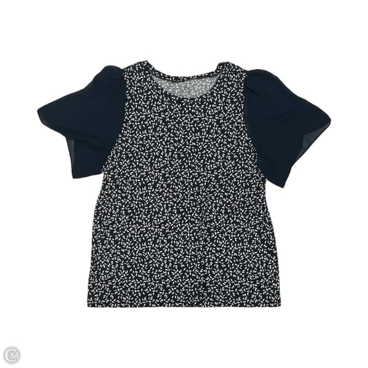 Blouse Short Sleeve By Loft In Blue & White, Size: Xl