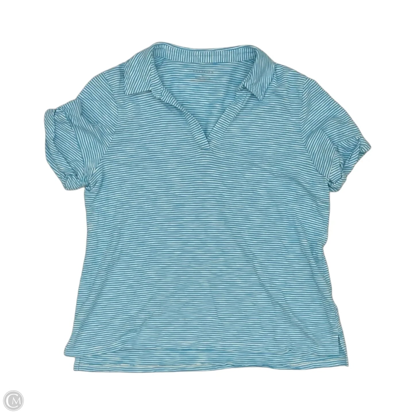 Top Short Sleeve By Talbots In Blue & White, Size: Xl