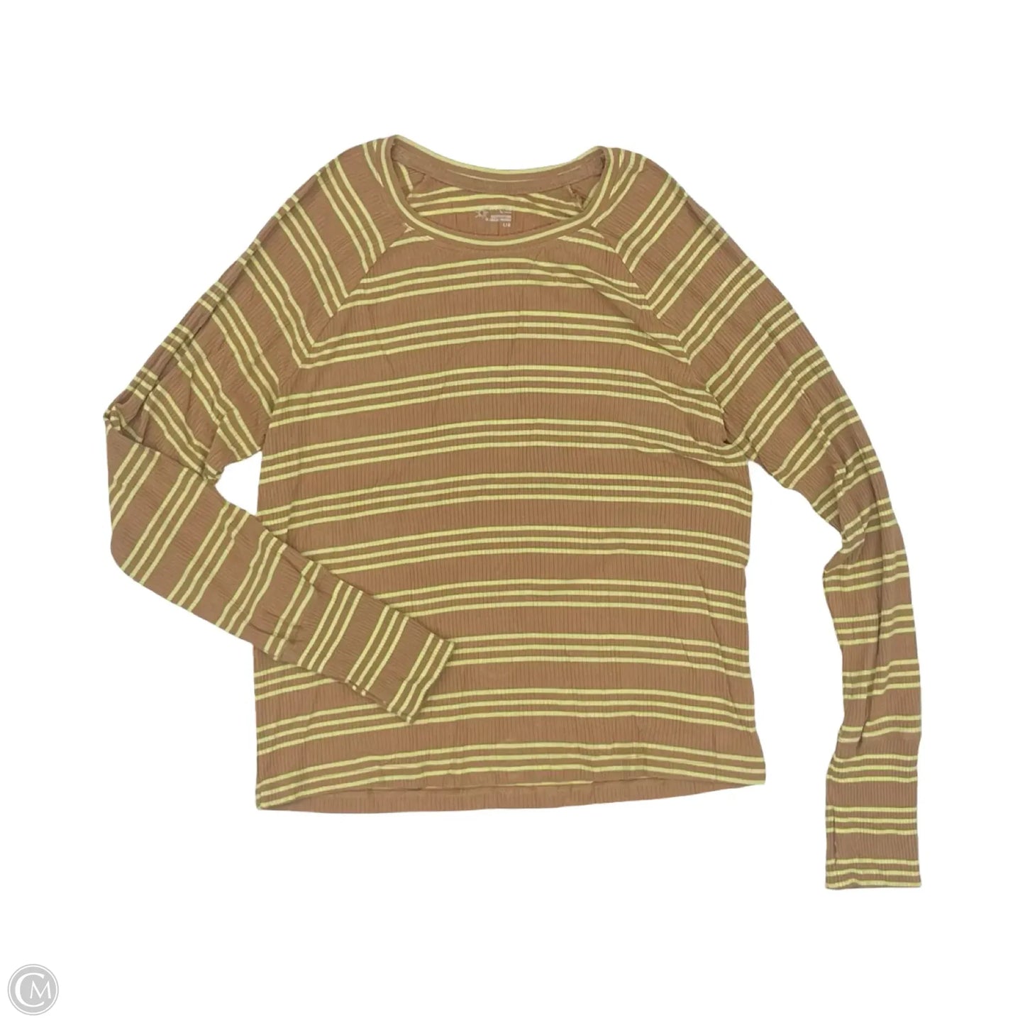 Top Long Sleeve By Aerie In Brown & Green, Size: L