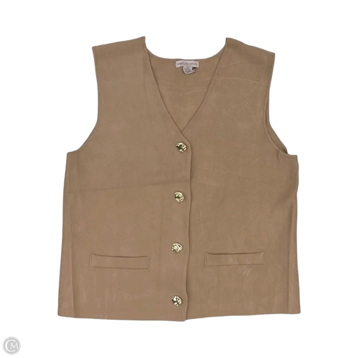 Vest Sweater By Carolyn Taylor In Tan, Size: Xl