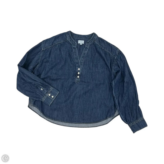 Top Long Sleeve By Time And Tru In Blue Denim, Size: Xxl