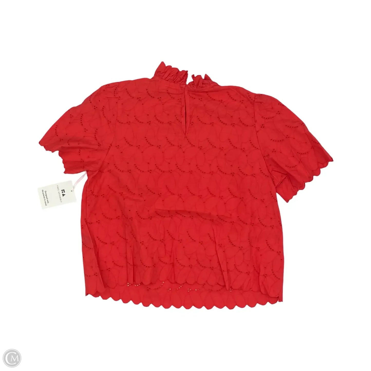 Blouse Short Sleeve By Free Assembly In Orange, Size: M