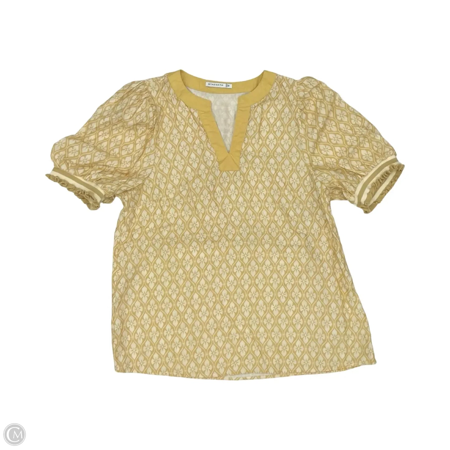 Blouse 3/4 Sleeve By Staccato In White & Yellow, Size: M