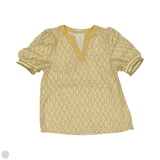 Blouse 3/4 Sleeve By Staccato In White & Yellow, Size: M