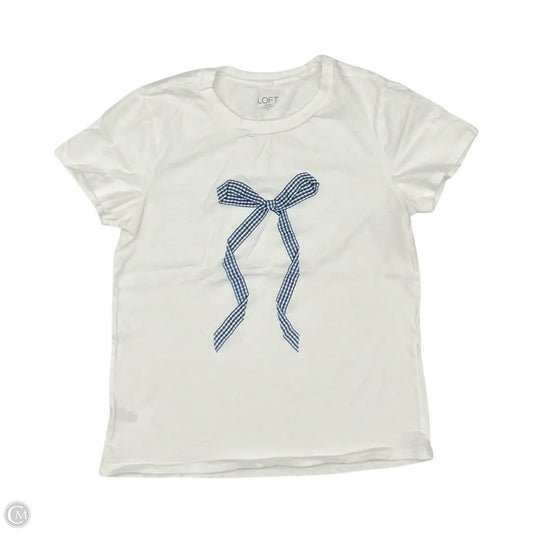 Top Short Sleeve By Loft In Blue & Cream, Size: M