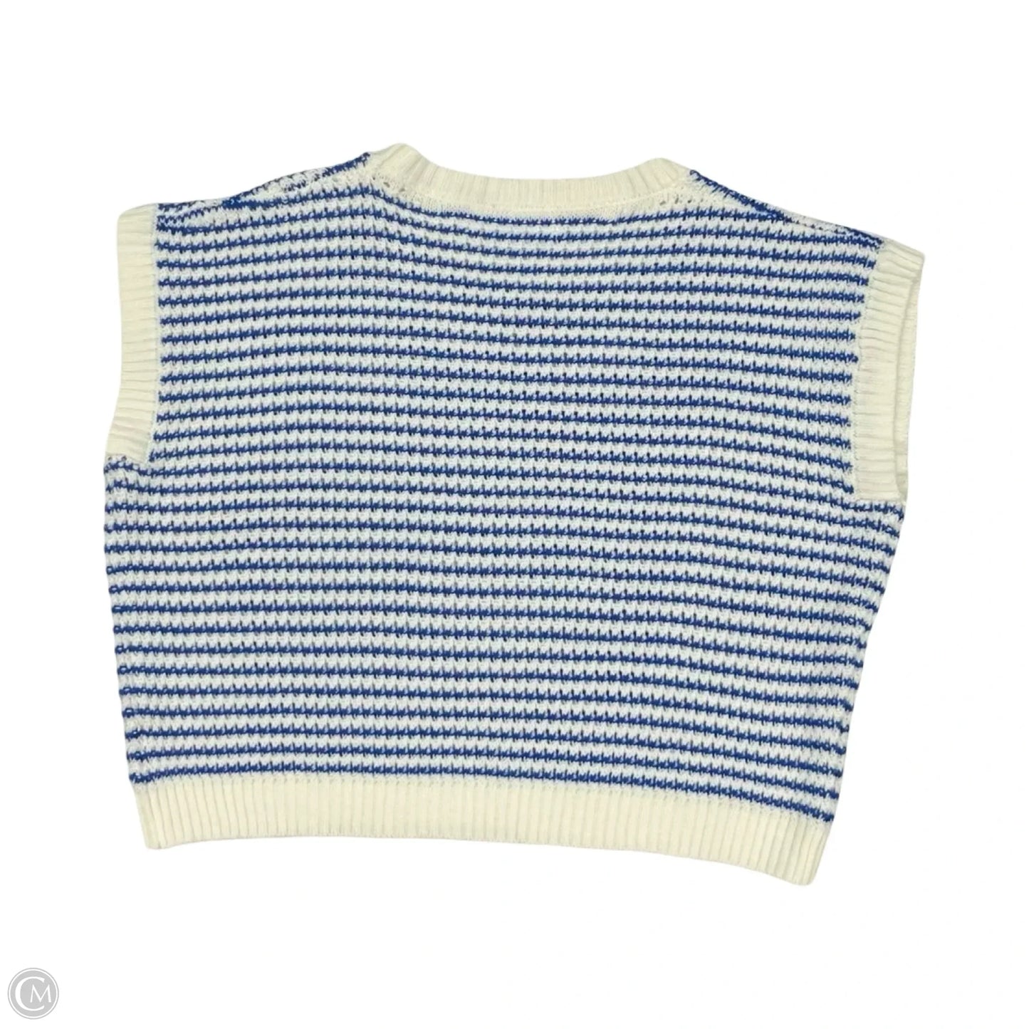 Sweater Short Sleeve By Clothes Mentor In Blue & Cream, Size: S