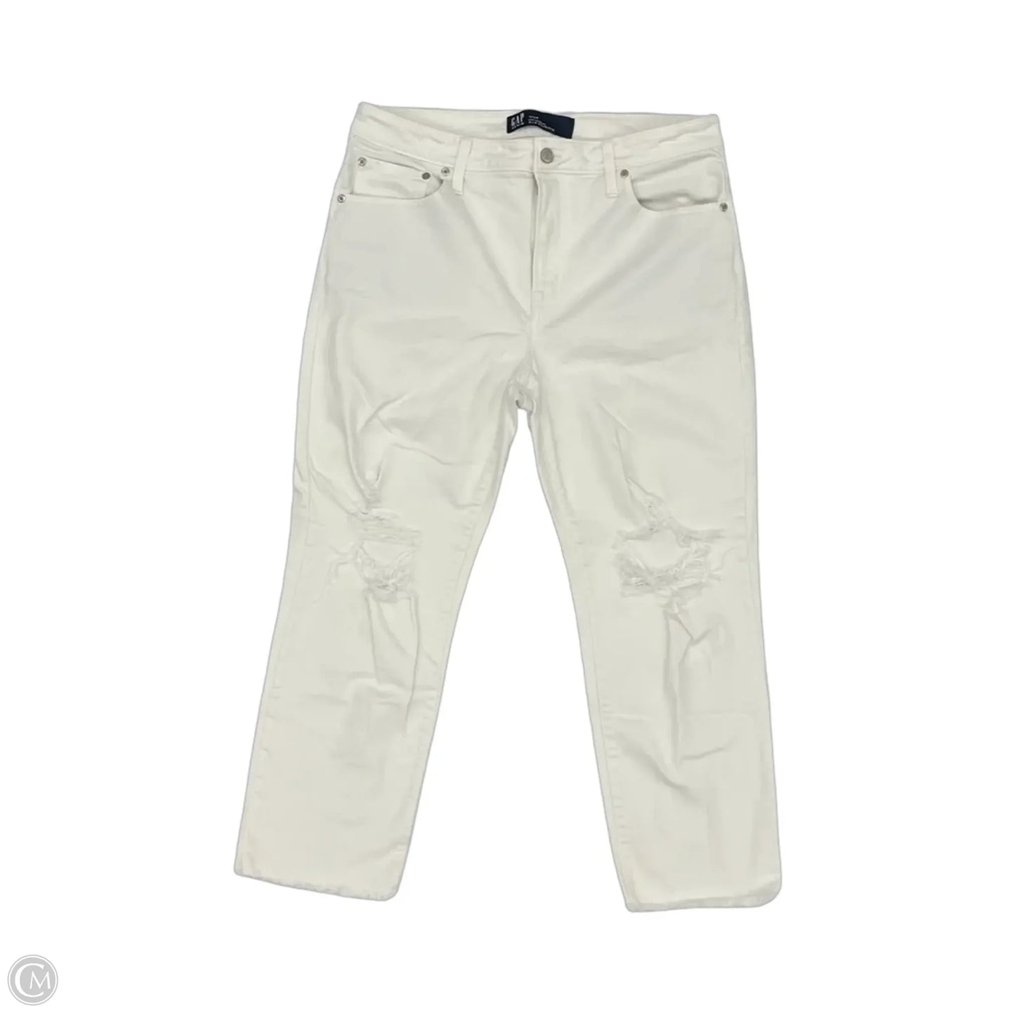 Jeans Boyfriend By Gap In White Denim, Size: 12
