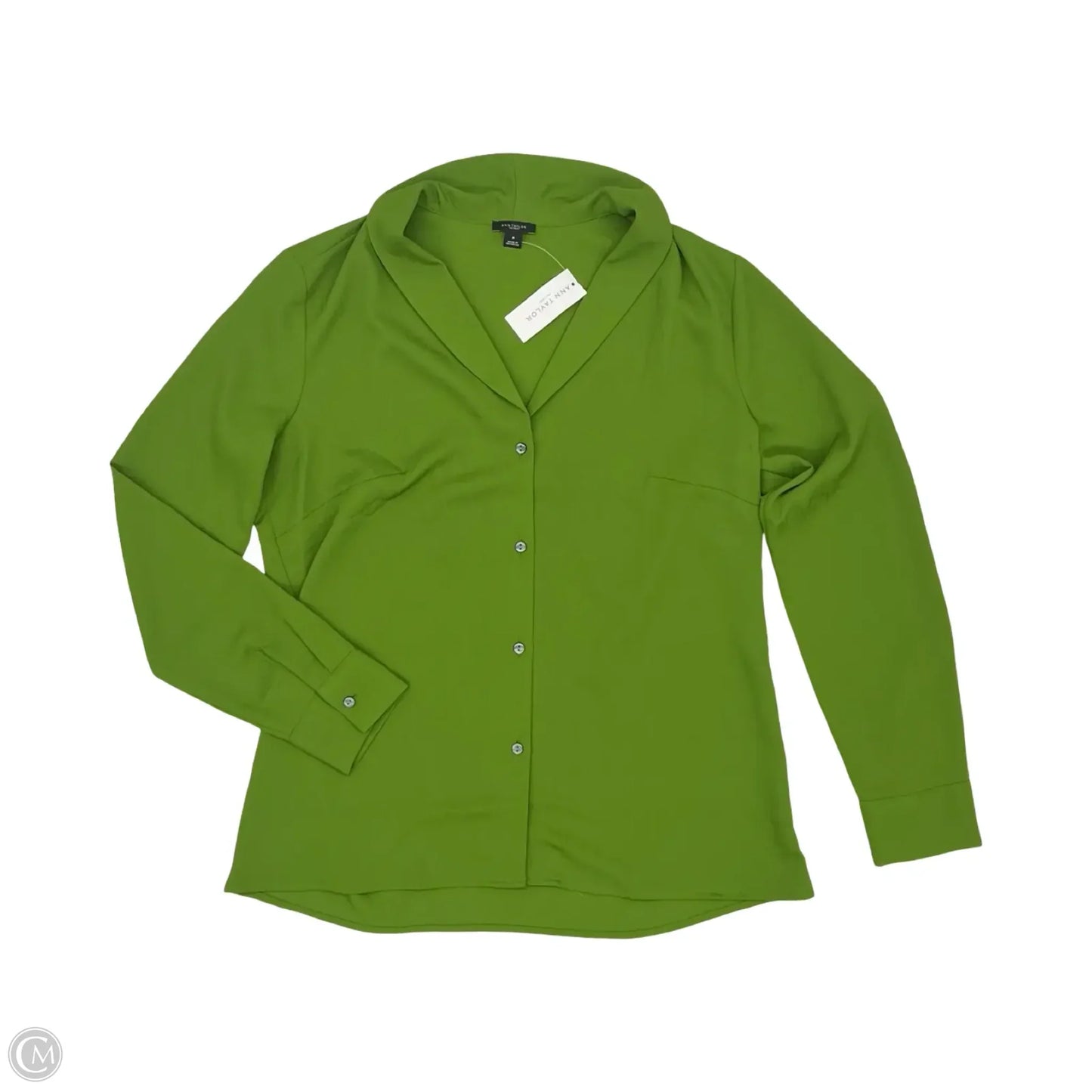 Blouse Long Sleeve By Ann Taylor In Green, Size: M