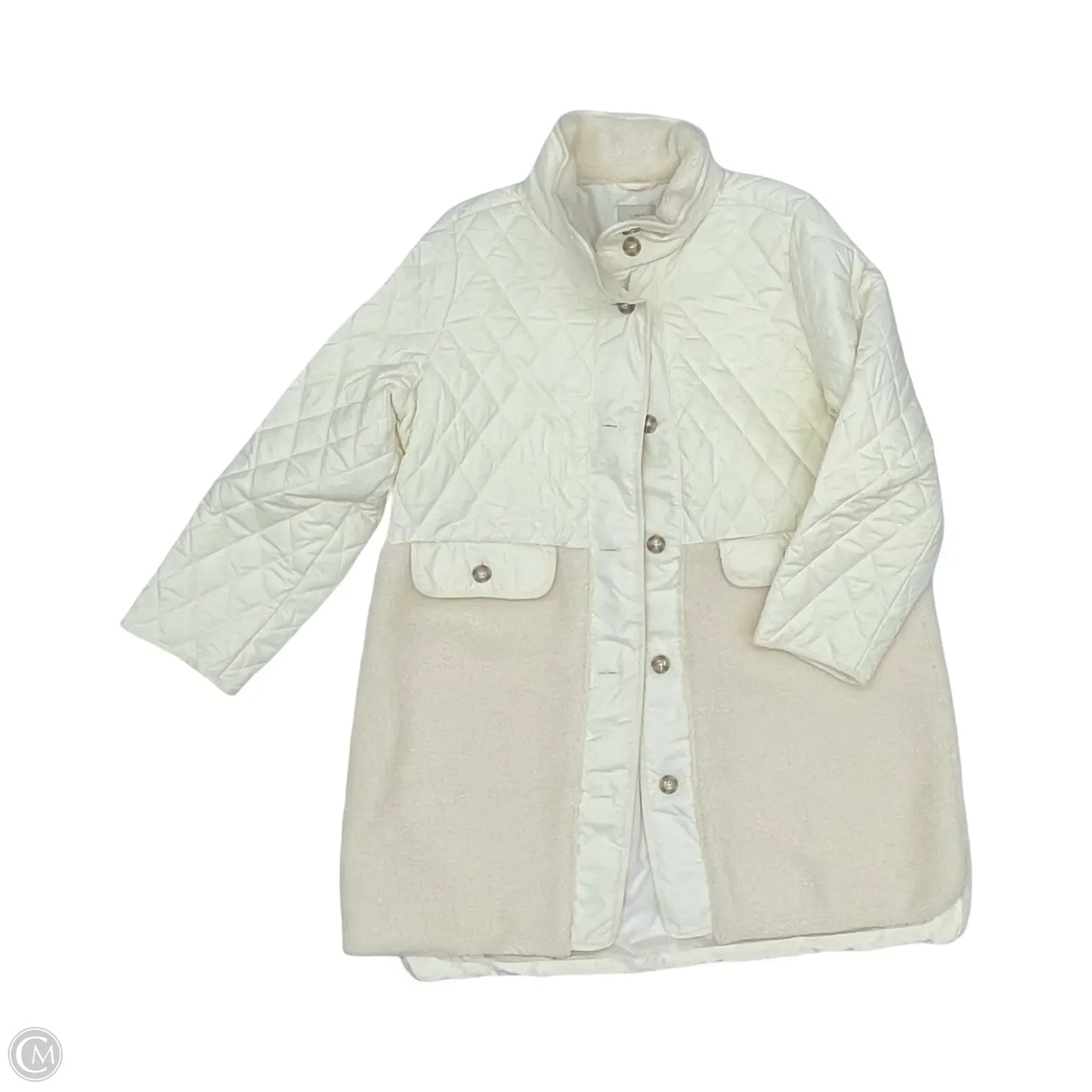 Jacket Puffer & Quilted By Loft In Cream, Size: Xxl