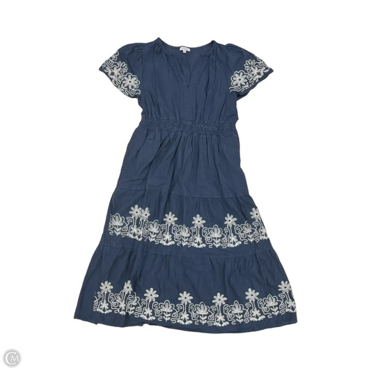 Dress Casual Midi By Polagram In Blue & Cream, Size: 1x