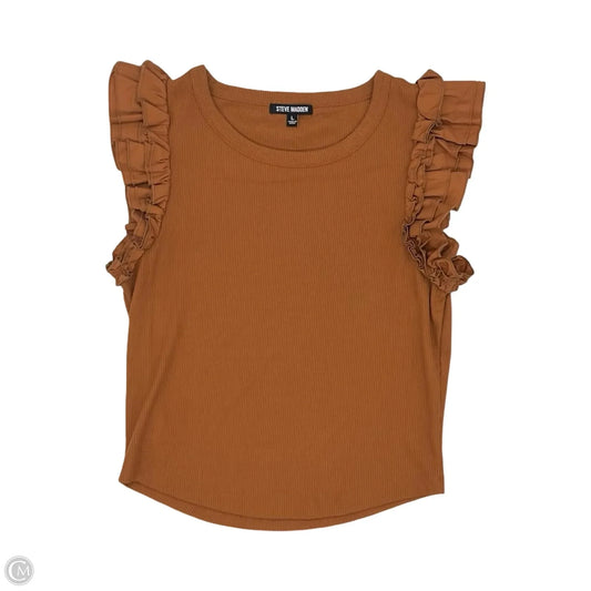 Blouse Short Sleeve By Steve Madden In Brown, Size: L