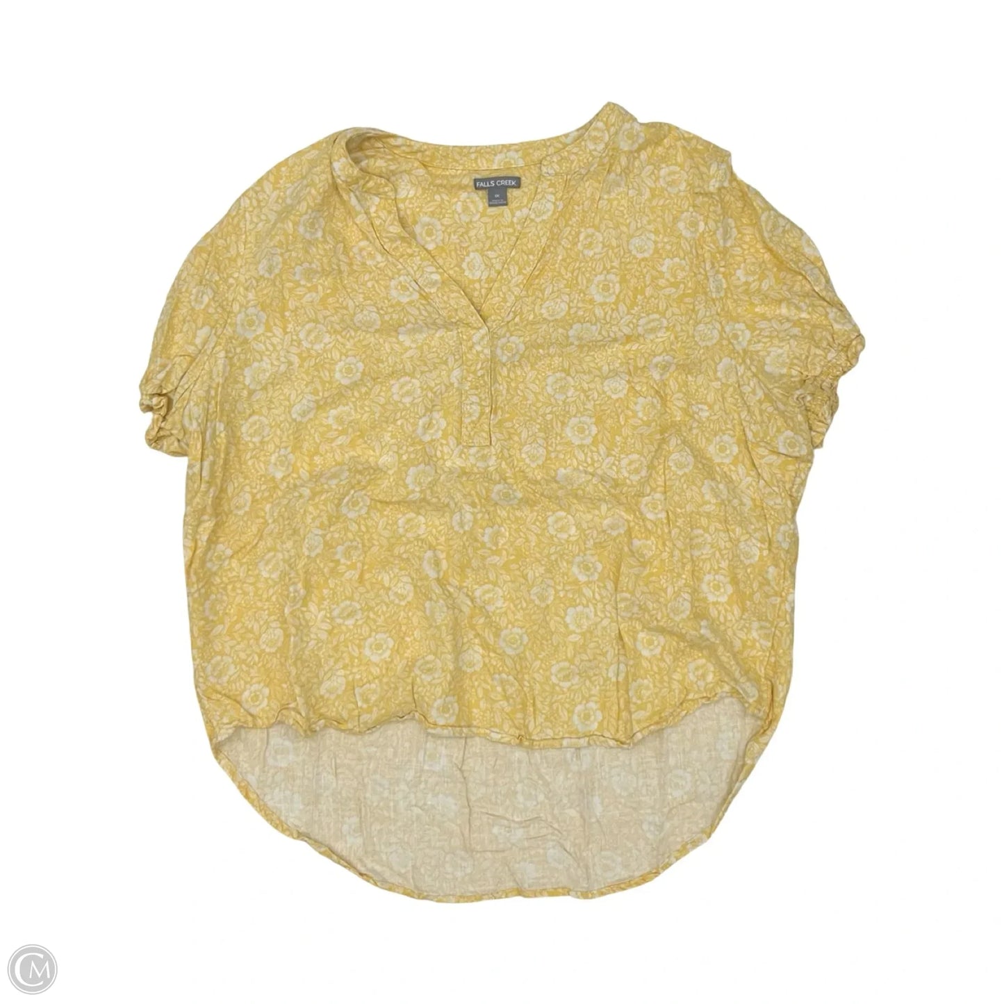 Blouse Short Sleeve By Falls Creek In Yellow, Size: 1x