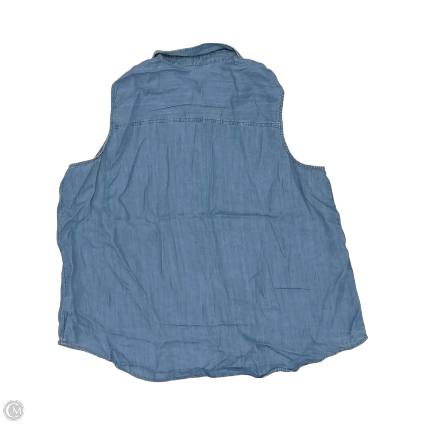 Blouse Sleeveless By Time And Tru In Blue Denim, Size: Xxl