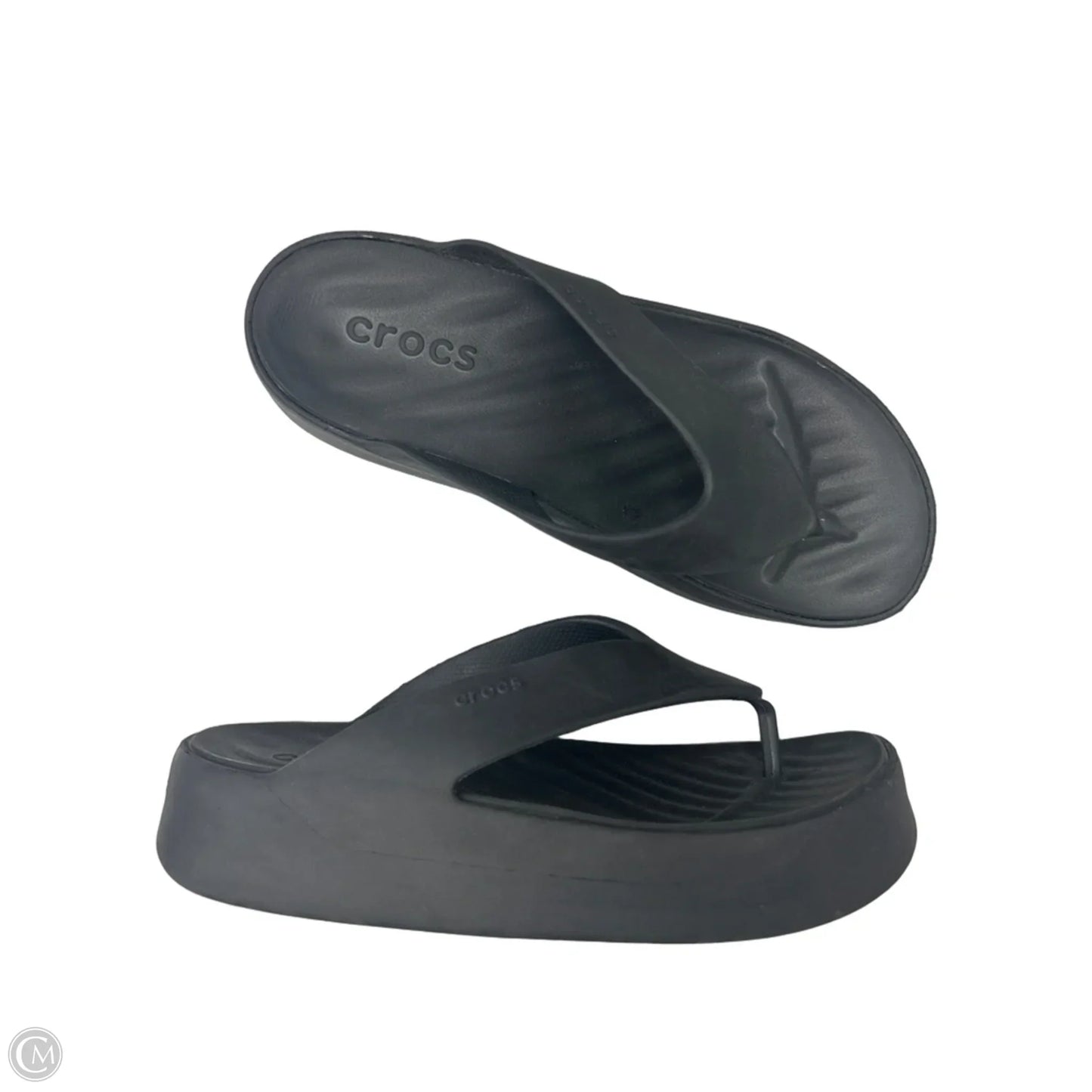 Sandals Flip Flops By Crocs In Black, Size: 9