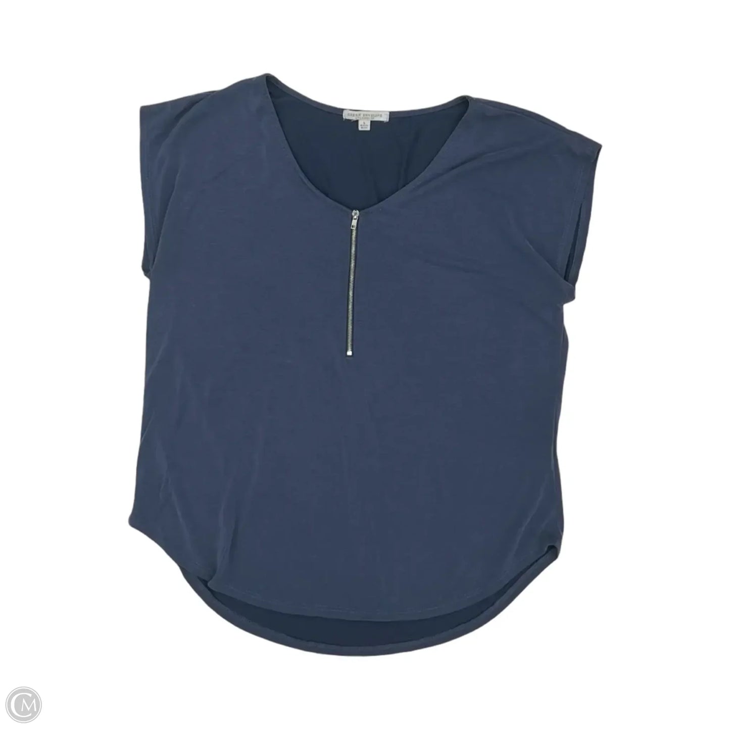 Blouse Short Sleeve By Green Envelope In Blue, Size: L