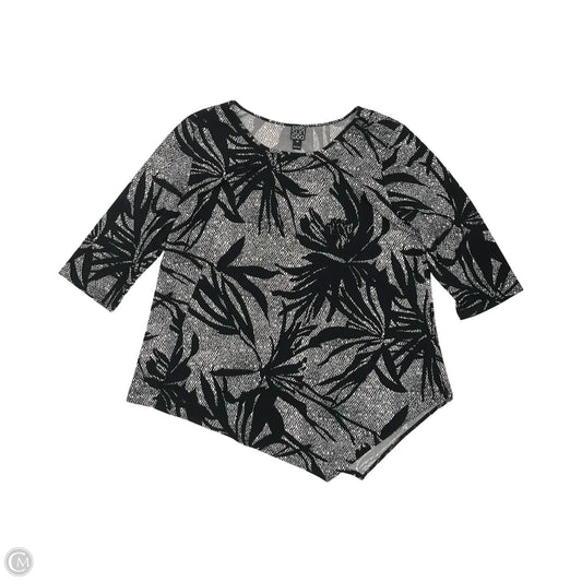 Blouse 3/4 Sleeve By Clara Sun Woo In Black & Cream, Size: 2x